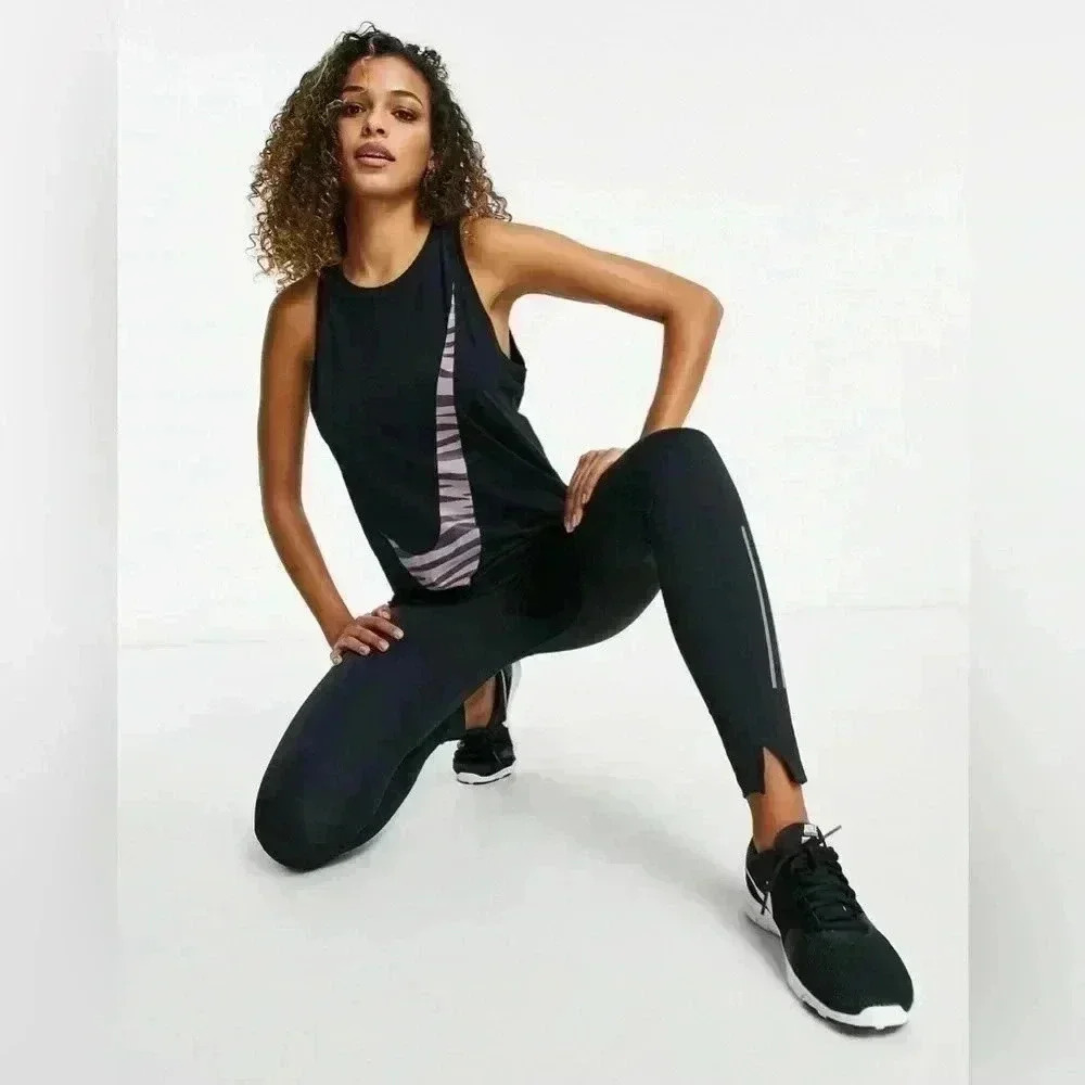 Nike Training Icon Clash Dry tank with zebra print swoosh Womens Small